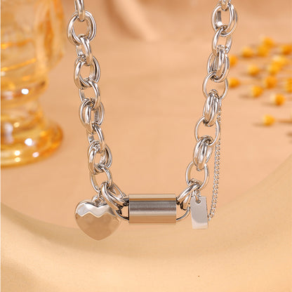 Heart Shape Bangle For Super Bowl Featuring 304 Stainless Steel With 18K Real Gold Plated And Stone-Free Inlay On Cable Chain