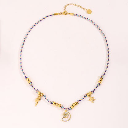 Conch Necklace For Women In 304 Stainless Steel With 18K Real Gold Plating And Stone-Free Inlay, Perfect For Super Bowl