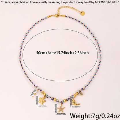 Starfish Necklace For Super Bowl Featuring Marine Style Design In 304 Stainless Steel With 18K Real Gold Plating And Stone-Free Inlay