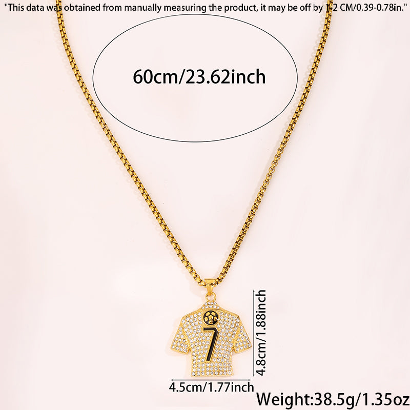 Football World Cup Number Necklace For Fans In 304 Stainless Steel With 18K Real Gold Plated And Zircon On Box Chain