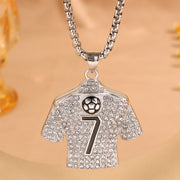 Steel Color No. 7 Football Necklace