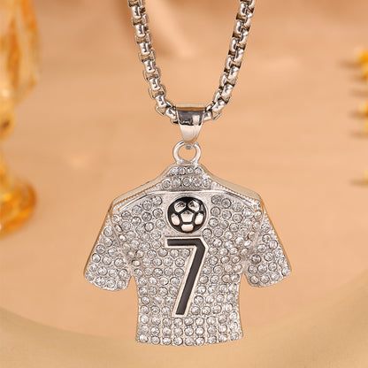 Football World Cup Number Necklace For Fans In 304 Stainless Steel With 18K Real Gold Plated And Zircon On Box Chain