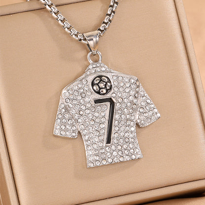 Football World Cup Number Necklace For Fans In 304 Stainless Steel With 18K Real Gold Plated And Zircon On Box Chain