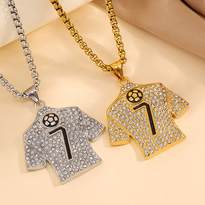 Football World Cup Number Necklace For Fans In 304 Stainless Steel With 18K Real Gold Plated And Zircon On Box Chain
