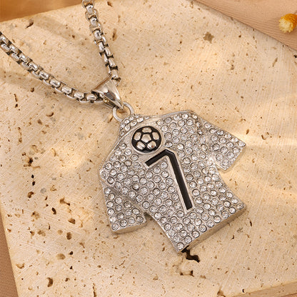 Football World Cup Number Necklace For Fans In 304 Stainless Steel With 18K Real Gold Plated And Zircon On Box Chain