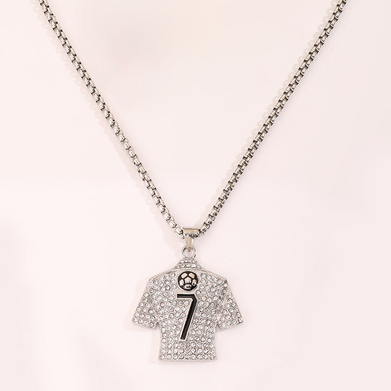 Football World Cup Number Necklace For Fans In 304 Stainless Steel With 18K Real Gold Plated And Zircon On Box Chain