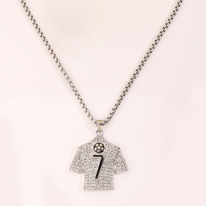 Football World Cup Number Necklace For Fans In 304 Stainless Steel With 18K Real Gold Plated And Zircon On Box Chain