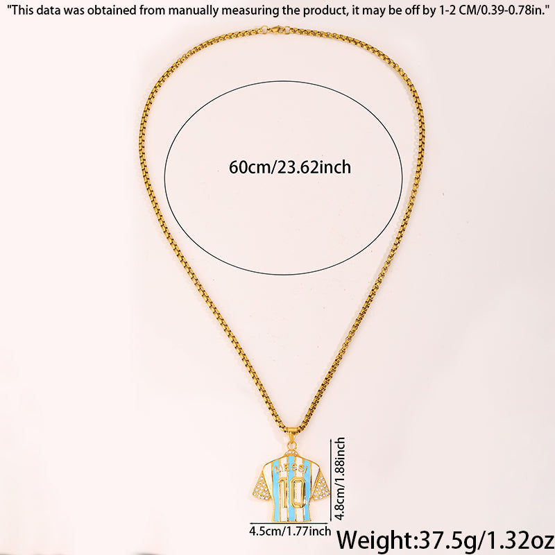 Super Bowl Number Necklace For Fans In 304 Stainless Steel With 18K Real Gold Plated And Zircon On Box Chain
