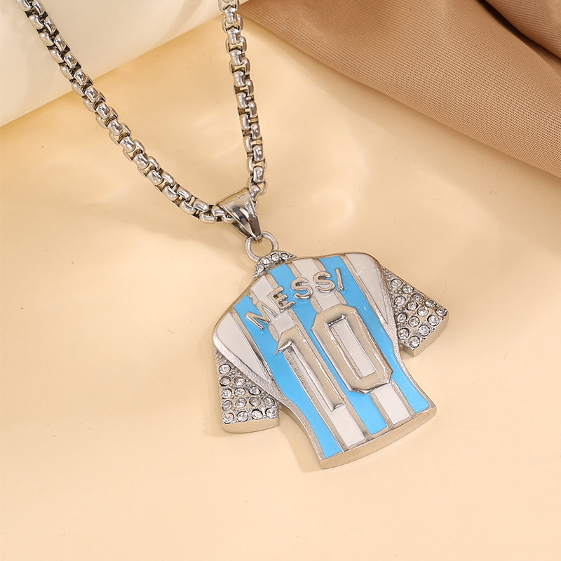 Super Bowl Number Necklace For Fans In 304 Stainless Steel With 18K Real Gold Plated And Zircon On Box Chain