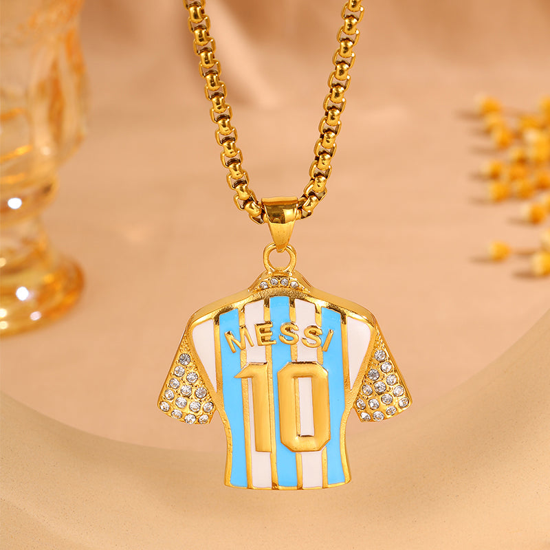 Super Bowl Number Necklace For Fans In 304 Stainless Steel With 18K Real Gold Plated And Zircon On Box Chain