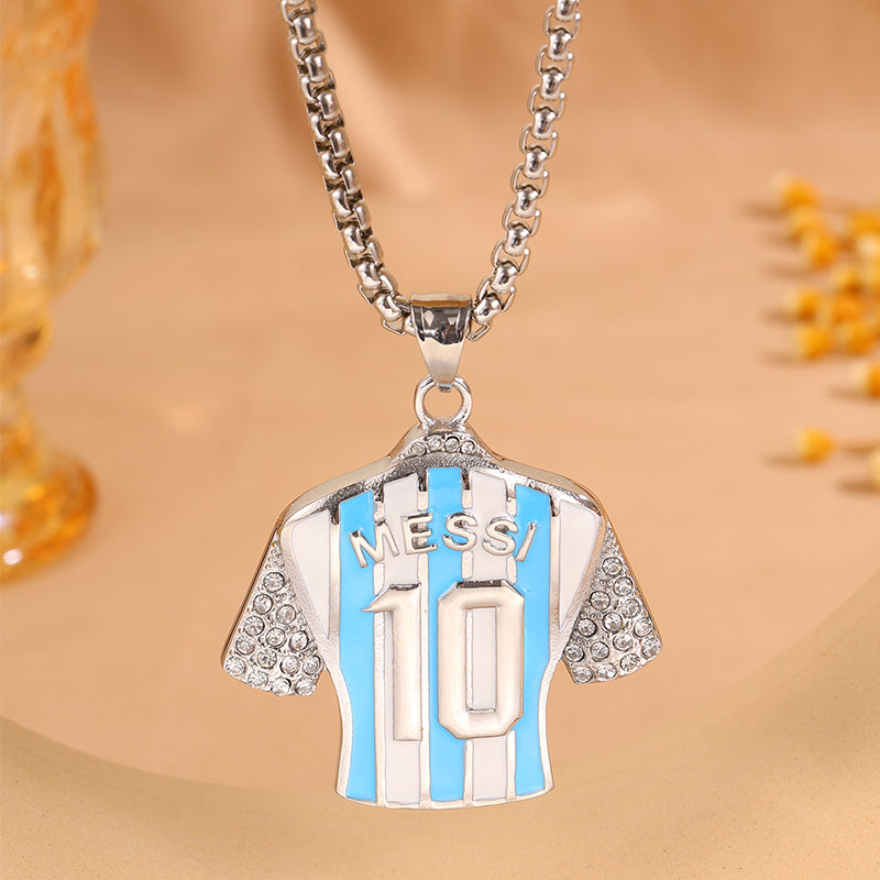 Super Bowl Number Necklace For Fans In 304 Stainless Steel With 18K Real Gold Plated And Zircon On Box Chain