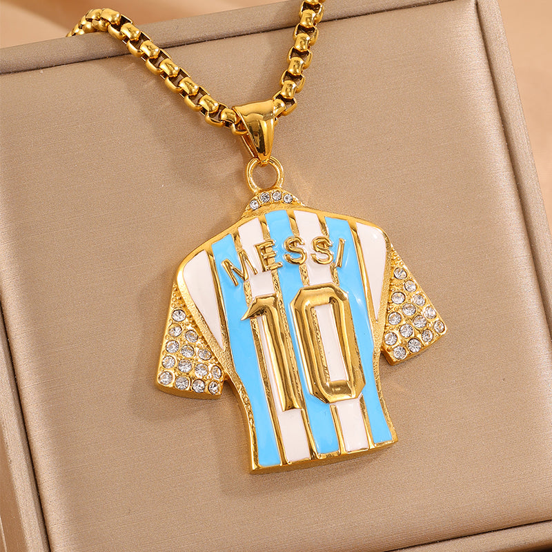 Super Bowl Number Necklace For Fans In 304 Stainless Steel With 18K Real Gold Plated And Zircon On Box Chain