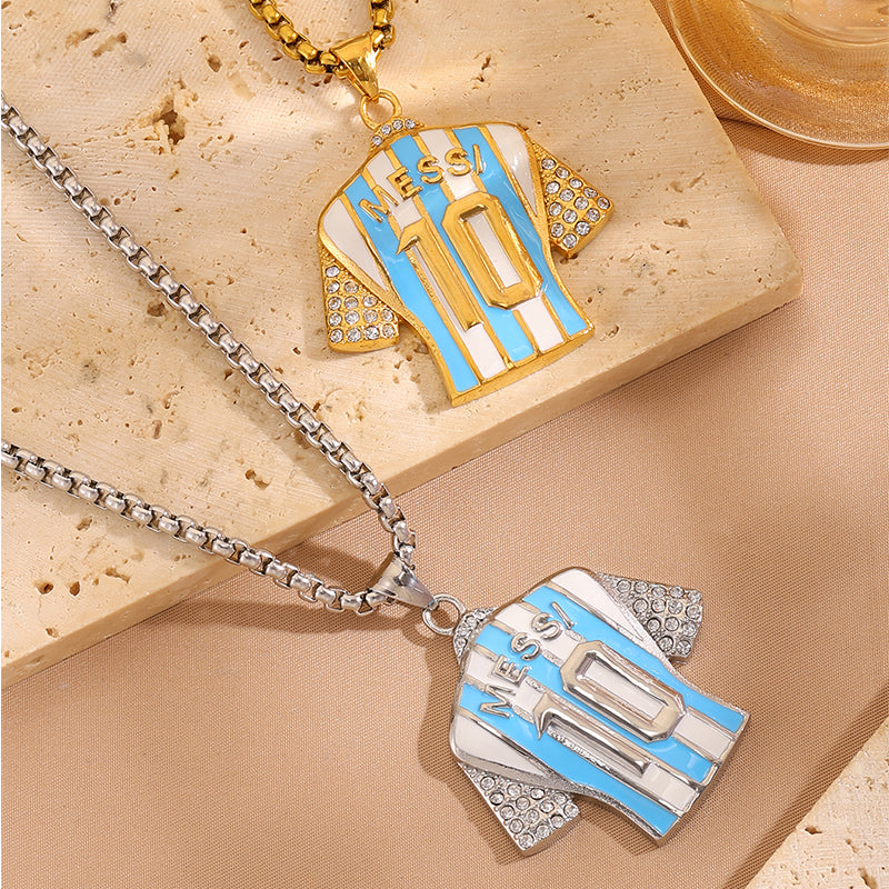 Super Bowl Number Necklace For Fans In 304 Stainless Steel With 18K Real Gold Plated And Zircon On Box Chain