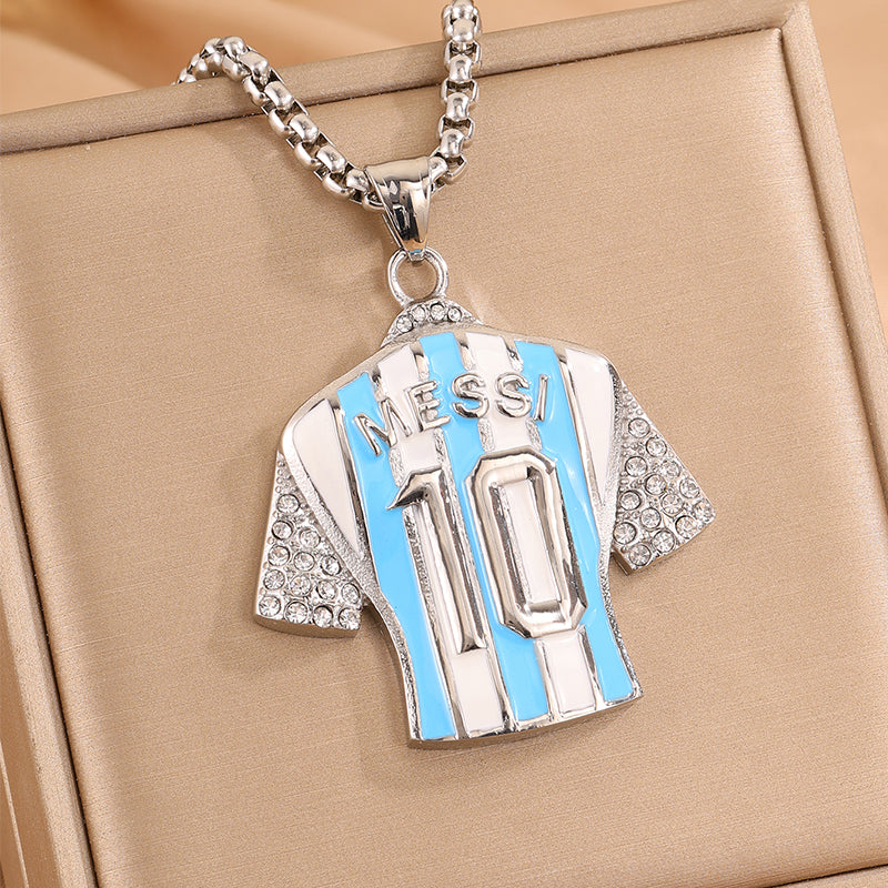 Super Bowl Number Necklace For Fans In 304 Stainless Steel With 18K Real Gold Plated And Zircon On Box Chain