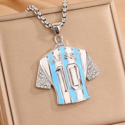 Super Bowl Number Necklace For Fans In 304 Stainless Steel With 18K Real Gold Plated And Zircon On Box Chain