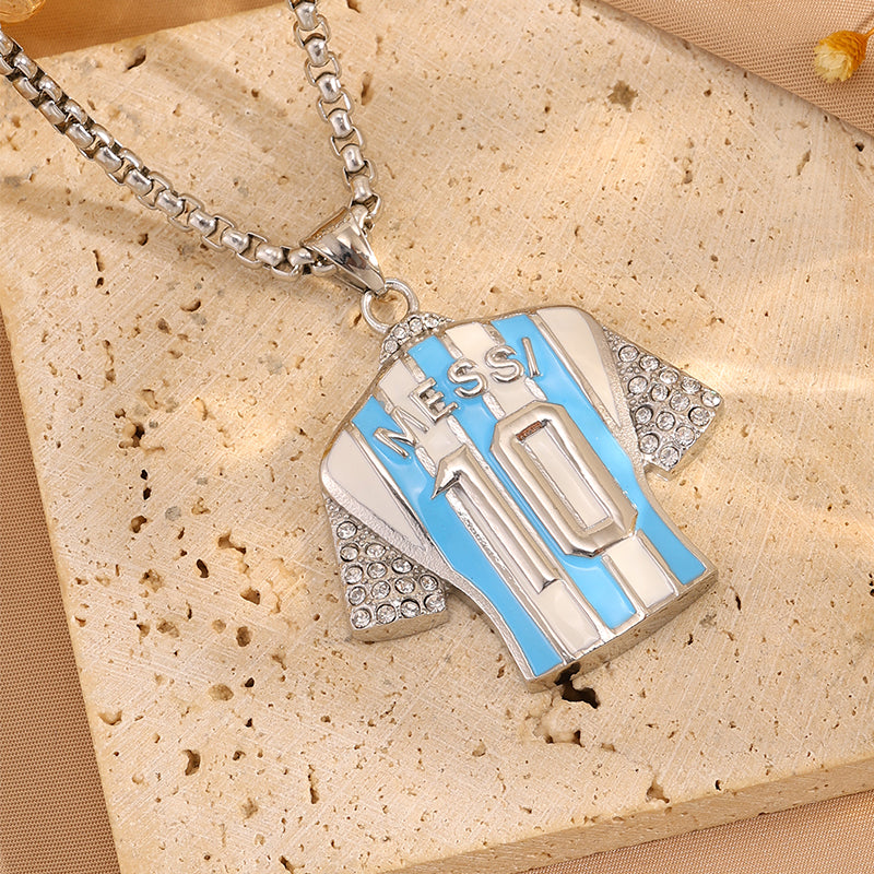 Super Bowl Number Necklace For Fans In 304 Stainless Steel With 18K Real Gold Plated And Zircon On Box Chain