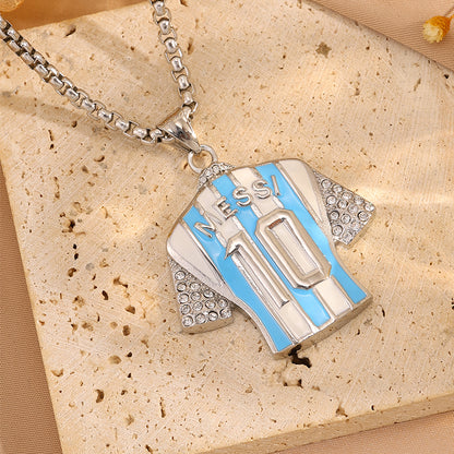 Super Bowl Number Necklace For Fans In 304 Stainless Steel With 18K Real Gold Plated And Zircon On Box Chain
