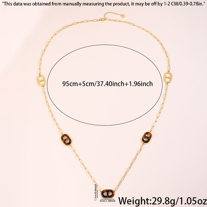 Solid Color Necklace For Women In 304 Stainless Steel With 18K Real Gold Plated Finish And Stone-Free Inlay, Perfect For Super Bowl