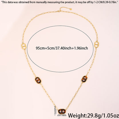Solid Color Necklace For Women In 304 Stainless Steel With 18K Real Gold Plated Finish And Stone-Free Inlay, Perfect For Super Bowl