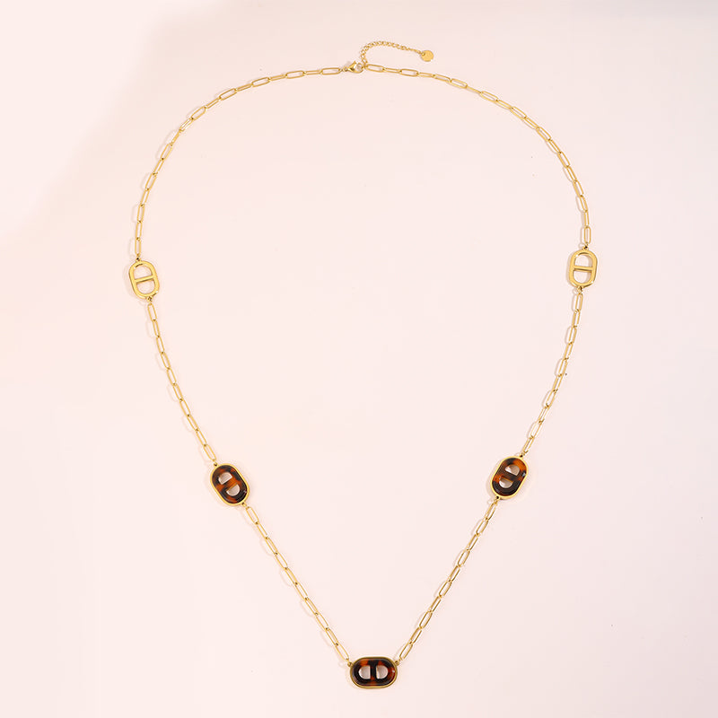 Solid Color Necklace For Women In 304 Stainless Steel With 18K Real Gold Plated Finish And Stone-Free Inlay, Perfect For Super Bowl