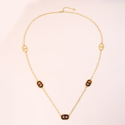Solid Color Necklace For Women In 304 Stainless Steel With 18K Real Gold Plated Finish And Stone-Free Inlay, Perfect For Super Bowl