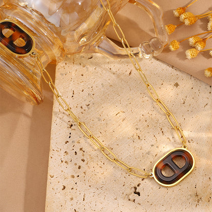 Solid Color Necklace For Women In 304 Stainless Steel With 18K Real Gold Plated Finish And Stone-Free Inlay, Perfect For Super Bowl