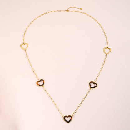 Heart Shape Necklace For Women In 304 Stainless Steel With 18K Real Gold Plated Finish And Stone-Free Inlay, Perfect For Super Bowl
