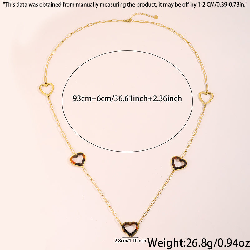 Heart Shape Necklace For Women In 304 Stainless Steel With 18K Real Gold Plated Finish And Stone-Free Inlay, Perfect For Super Bowl