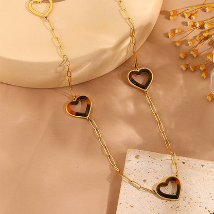 Heart Shape Necklace For Women In 304 Stainless Steel With 18K Real Gold Plated Finish And Stone-Free Inlay, Perfect For Super Bowl