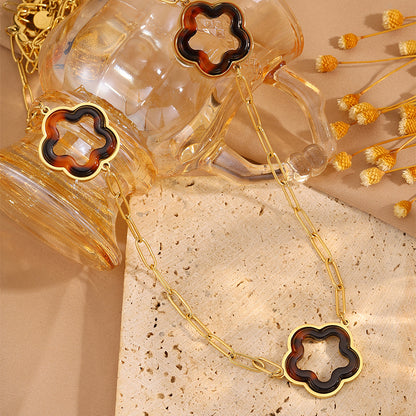 Solid Color Necklace For Women In 304 Stainless Steel With 18K Real Gold Plated Finish And Stone-Free Inlay, Perfect For Super Bowl