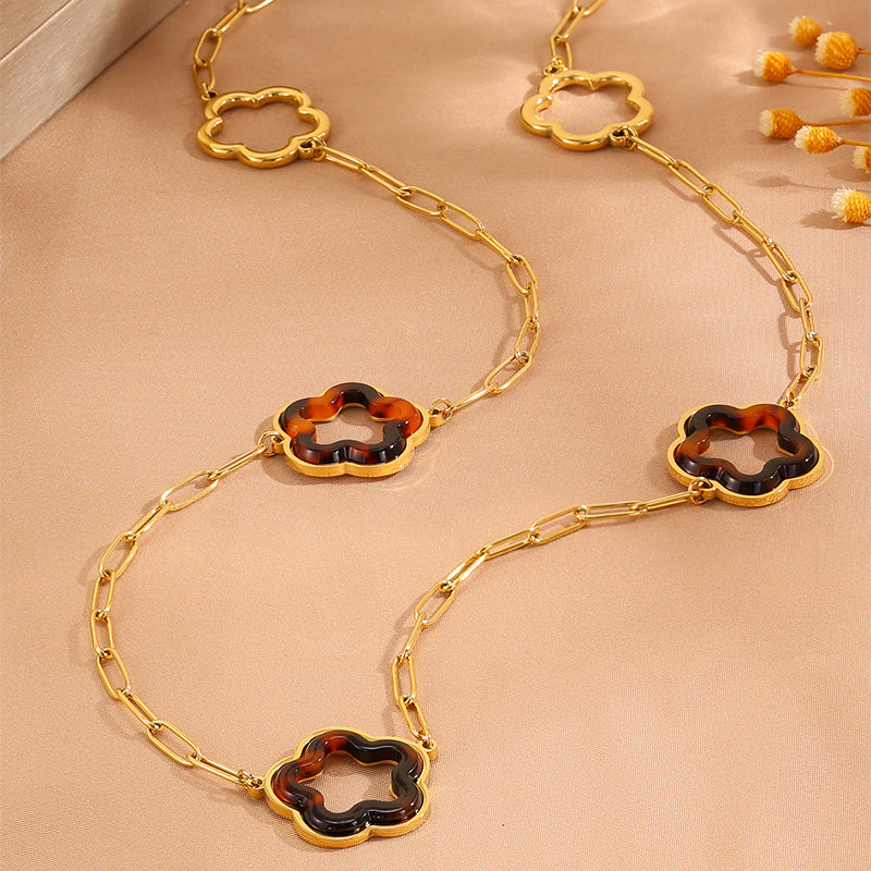 Solid Color Necklace For Women In 304 Stainless Steel With 18K Real Gold Plated Finish And Stone-Free Inlay, Perfect For Super Bowl