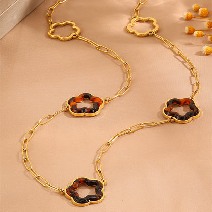 Solid Color Necklace For Women In 304 Stainless Steel With 18K Real Gold Plated Finish And Stone-Free Inlay, Perfect For Super Bowl