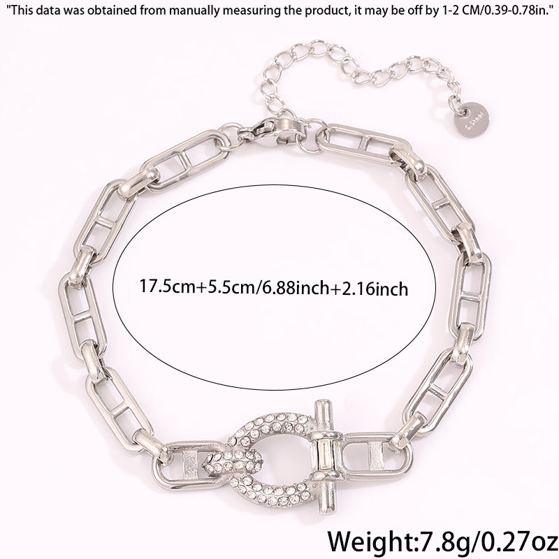 Solid Color Roman Style Bracelet For Super Bowl Featuring 304 Stainless Steel With 18K Real Gold Plated And Rhinestones