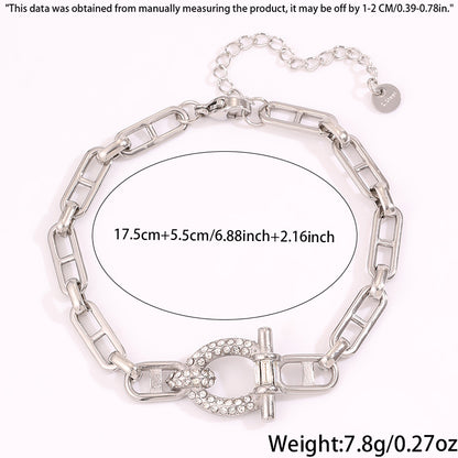 Solid Color Roman Style Bracelet For Super Bowl Featuring 304 Stainless Steel With 18K Real Gold Plated And Rhinestones