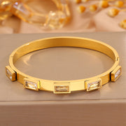 Gold Convex Five-Sided Brown Diamond Bracelet