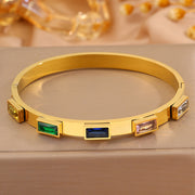 Gold Convex Five-Sided Colored Diamond Bracelet