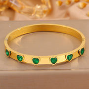 Six Green Heart Diamond Bracelets