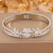 Steel Color Spring Open Laser Heart Mud Drill Bracelet