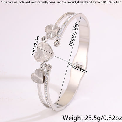 Heart Shape New Year Bangle For Unisex Featuring 304 Stainless Steel With 18K Real Gold Plated And Rhinestones Inlay