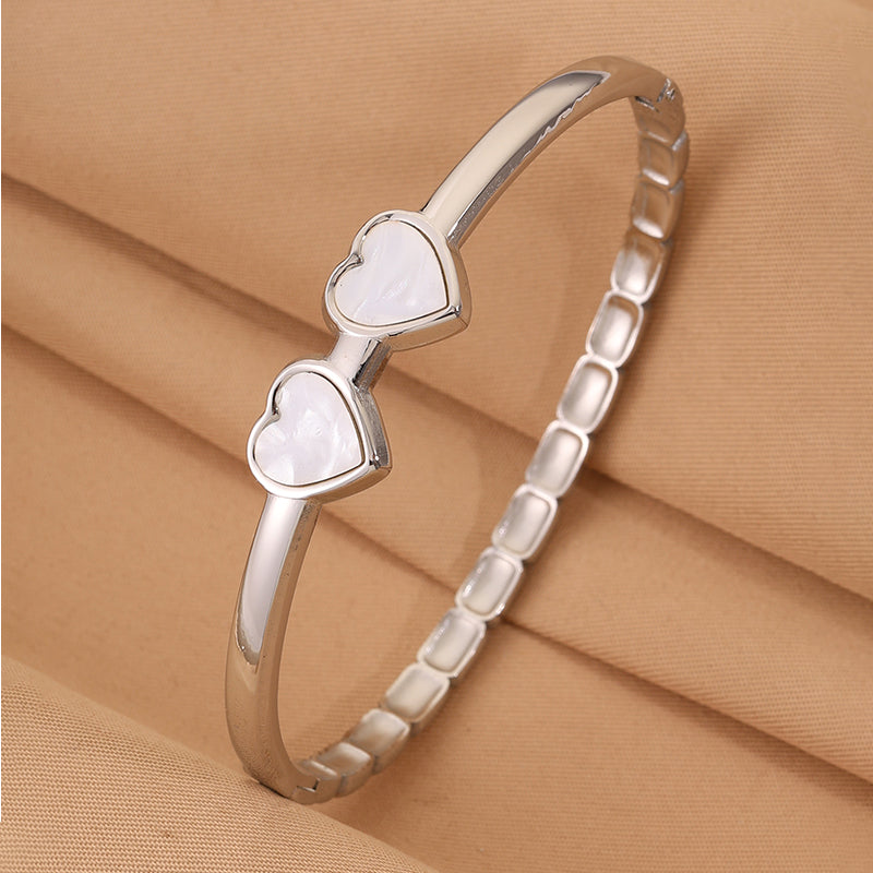 Bohemian Solid Color Bangle For Super Bowl Featuring 304 Stainless Steel With 18K Real Gold Plated Finish And Stone-Free Inlay