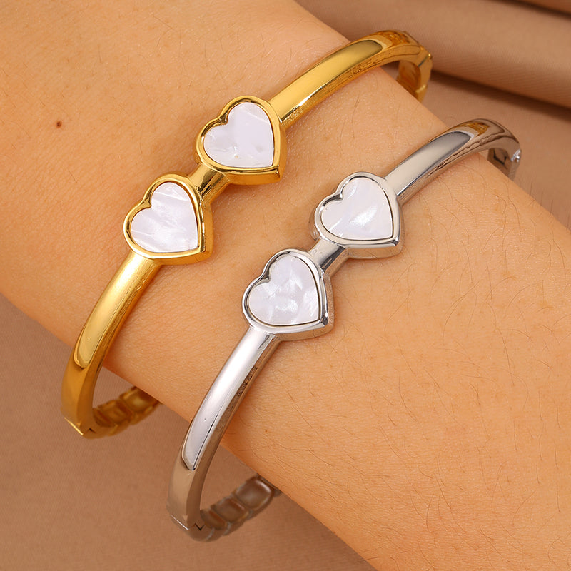 Bohemian Solid Color Bangle For Super Bowl Featuring 304 Stainless Steel With 18K Real Gold Plated Finish And Stone-Free Inlay