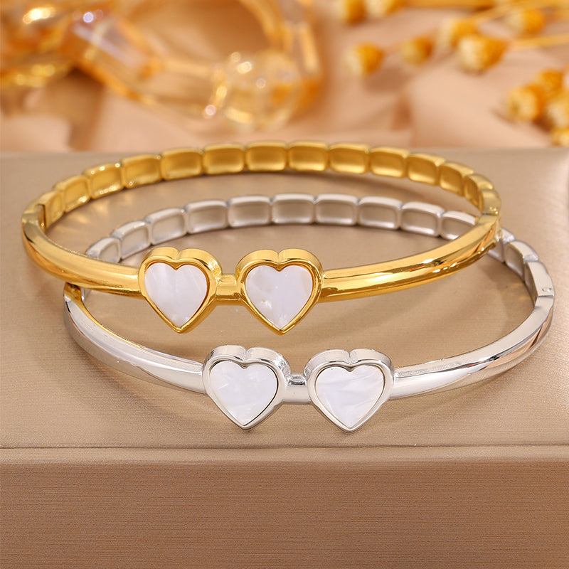 Bohemian Solid Color Bangle For Super Bowl Featuring 304 Stainless Steel With 18K Real Gold Plated Finish And Stone-Free Inlay