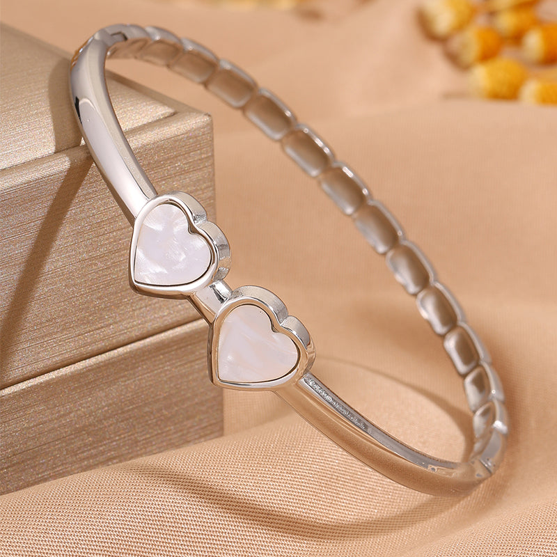 Bohemian Solid Color Bangle For Super Bowl Featuring 304 Stainless Steel With 18K Real Gold Plated Finish And Stone-Free Inlay