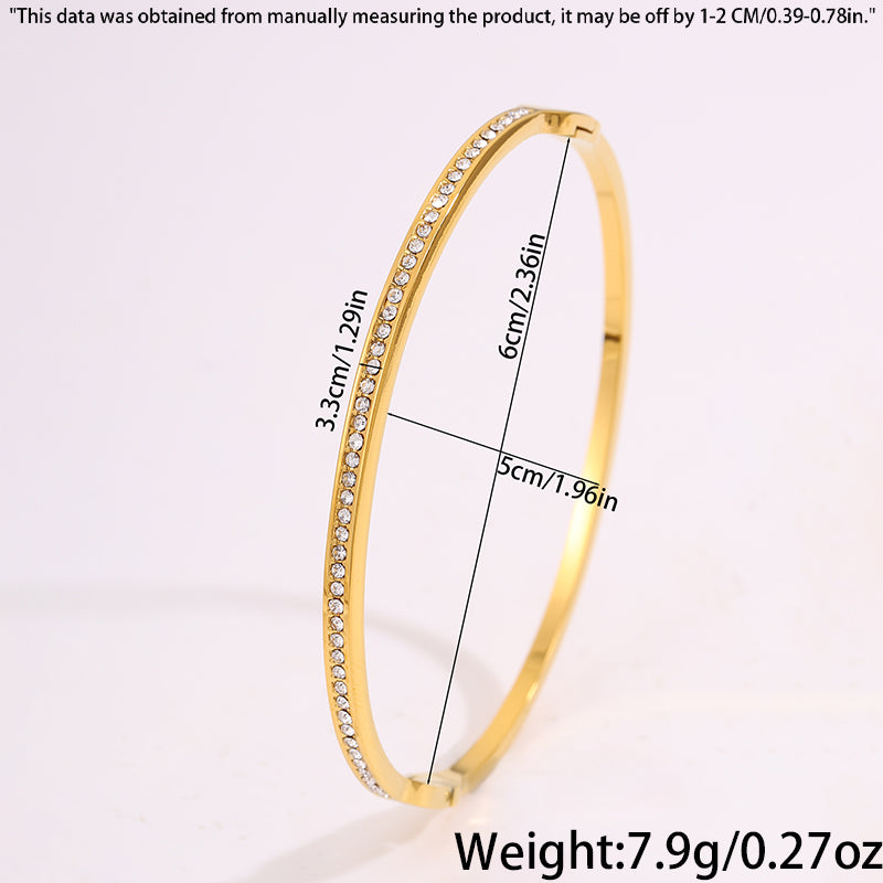 Solid Color Unisex Bangle For Super Bowl Featuring 304 Stainless Steel With 18K Real Gold Plated And Rhinestones Inlay