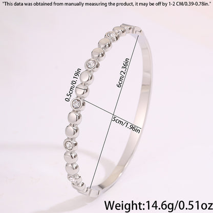 Solid Color Unisex Bangle For Super Bowl Featuring 304 Stainless Steel With 18K Real Gold Plated And Rhinestones Inlay