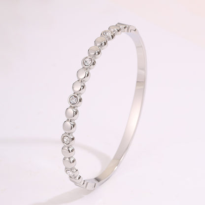 Solid Color Unisex Bangle For Super Bowl Featuring 304 Stainless Steel With 18K Real Gold Plated And Rhinestones Inlay