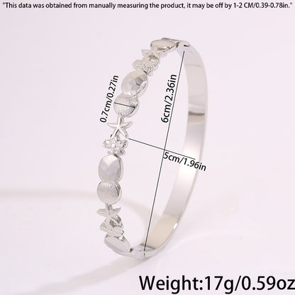 Starfish Bangle For Super Bowl, Marine Style, 304 Stainless Steel With 18K Gold Plated Finish, Stone-Free Inlay