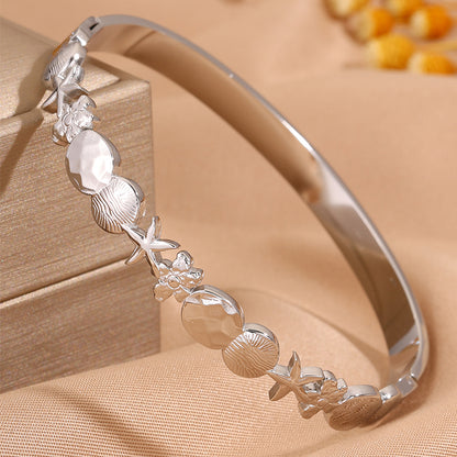 Starfish Bangle For Super Bowl, Marine Style, 304 Stainless Steel With 18K Gold Plated Finish, Stone-Free Inlay