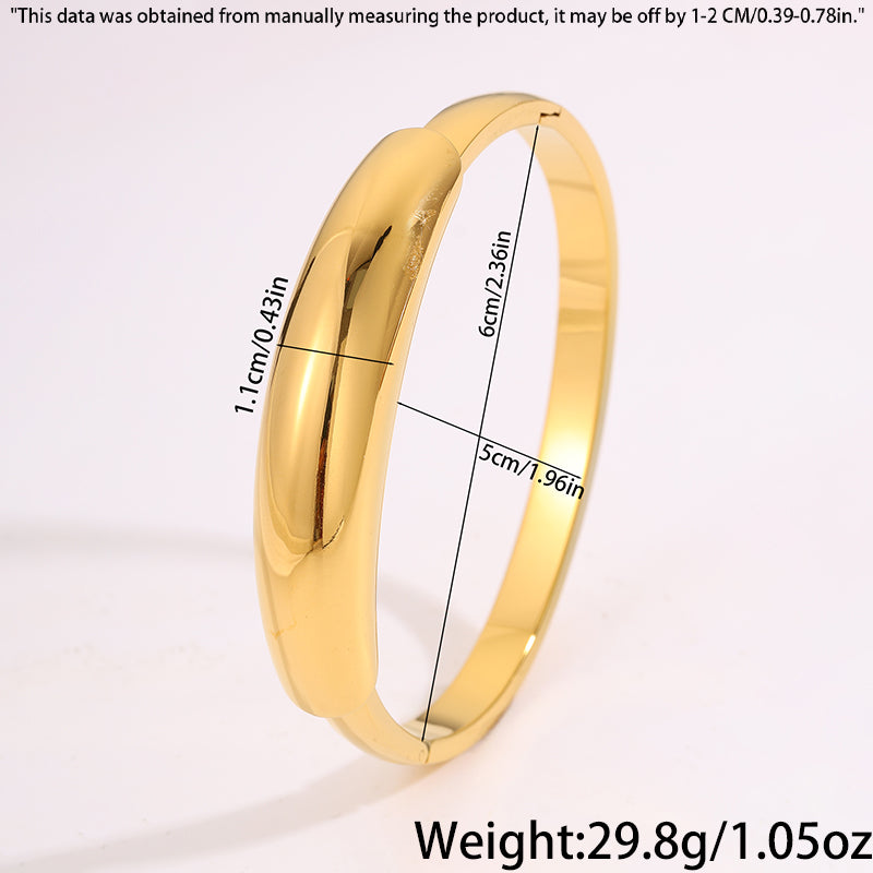 Oval Roman Style Bangle For New Year, 304 Stainless Steel With 18K Real Gold Plated And Stone-Free Inlay