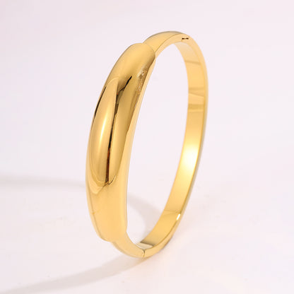 Oval Roman Style Bangle For New Year, 304 Stainless Steel With 18K Real Gold Plated And Stone-Free Inlay